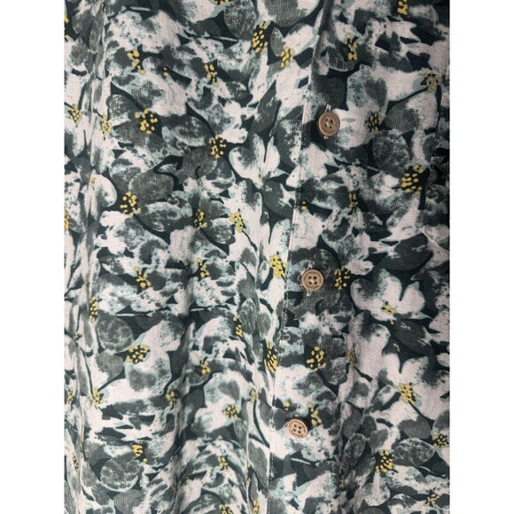 XL Weatherproof Vintage Washable Linen Shirt Button Down Green Yellow Floral - Picture 2 of 3